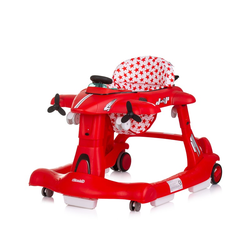 Multi functional baby walker Airplane 3 in 1 - red