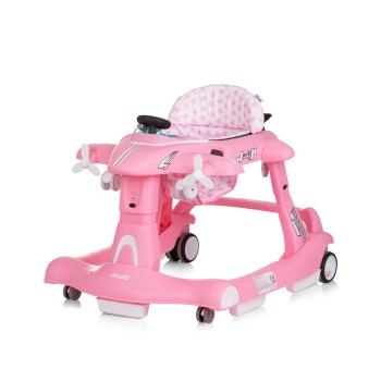 Multi functional baby walker "Airplane" 3 in 1 - pink