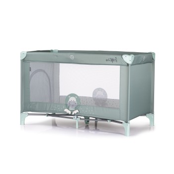 Foldable travel cot "Capri" Hippo green