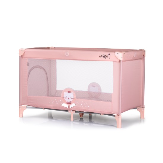 Foldable travel cot Capri Cat pink