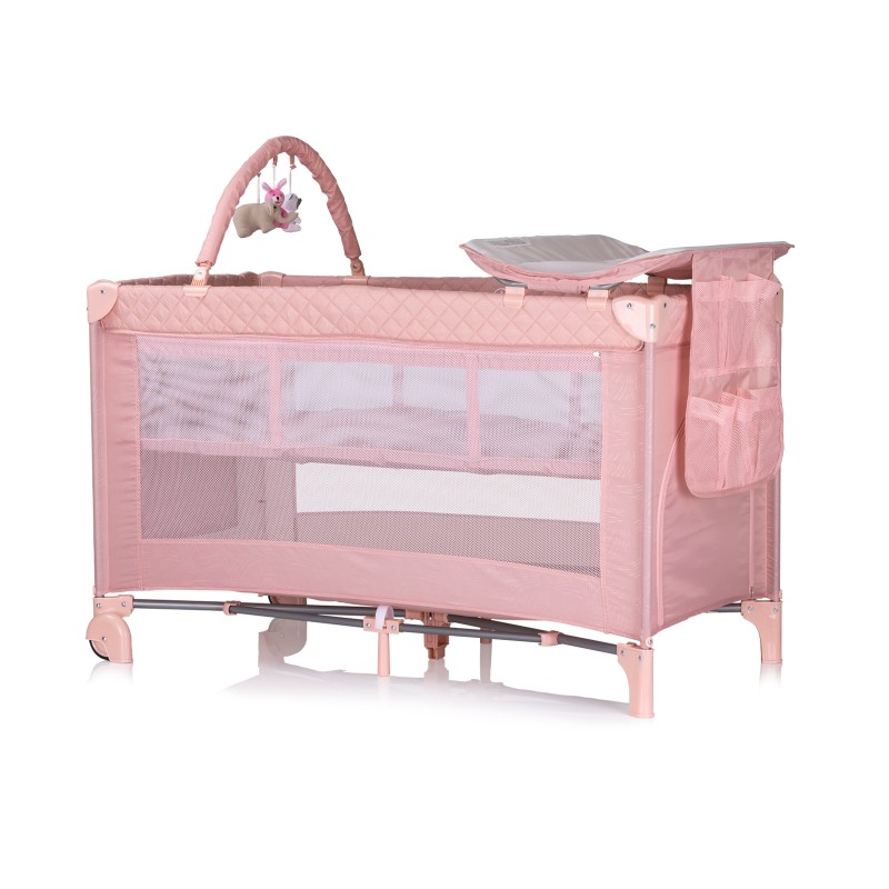 Foldable travel cot with changing pad Luna pink marshmellow