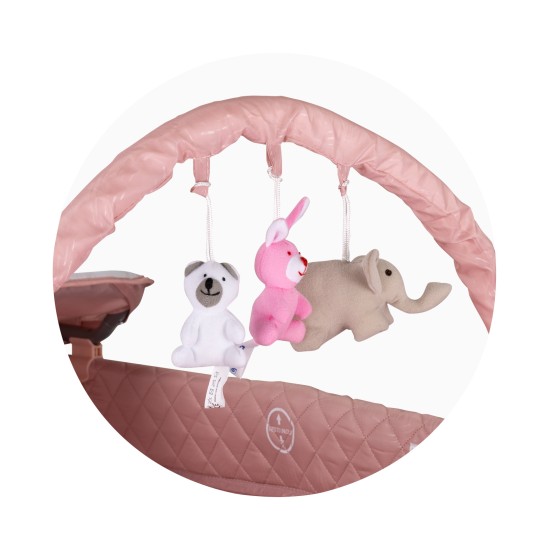 Foldable travel cot with changing pad Luna pink marshmellow