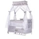 Foldable travel cot with mosquito net Palace Hippo grey