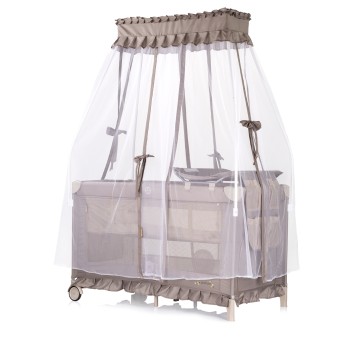 Foldable travel cot with mosquito net Palace Bear beige