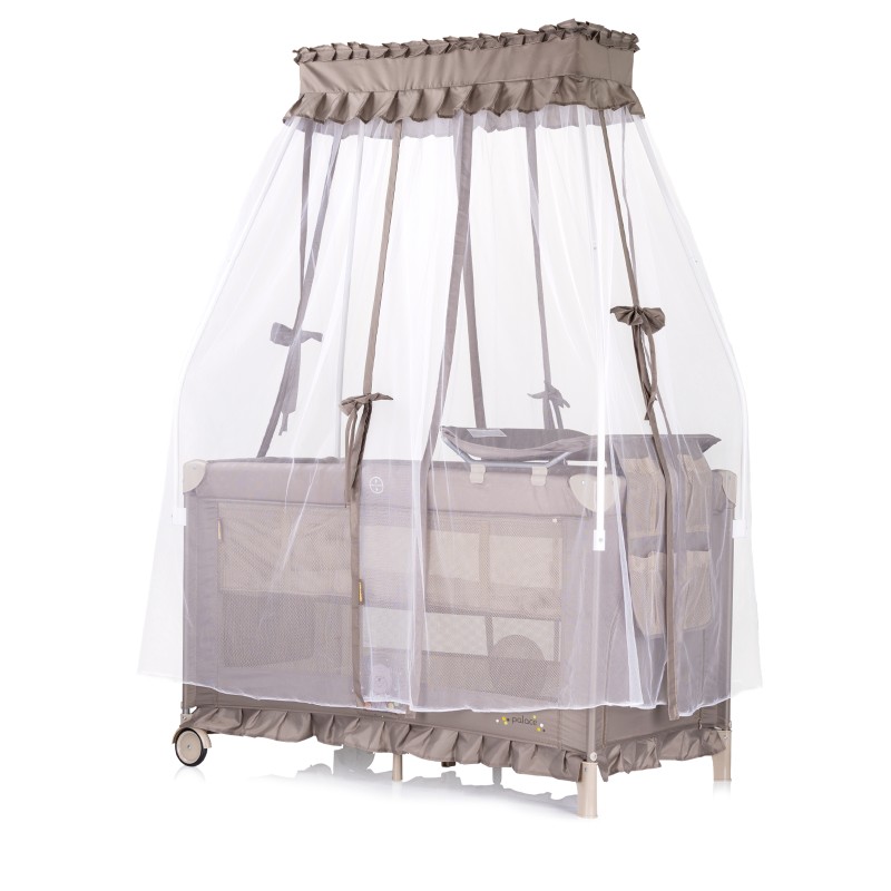 Foldable travel cot with mosquito net Palace Bear beige