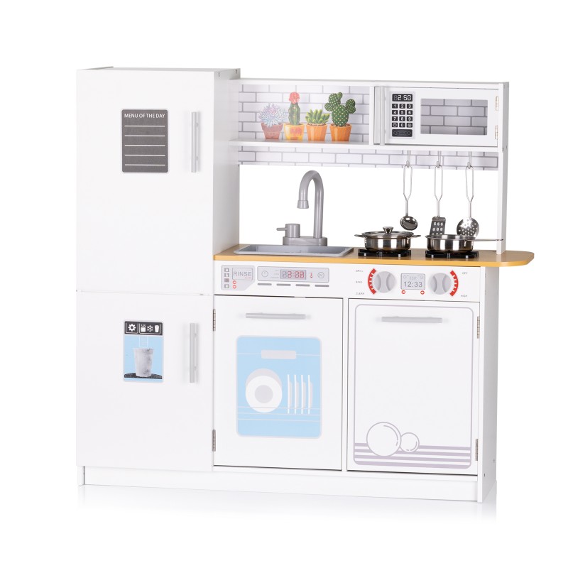 Play Kitchen With 5pcs Metal Cooking Set and 1PCS LED