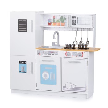 Play Kitchen With 5pcs Metal Cooking Set and 1PCS LED