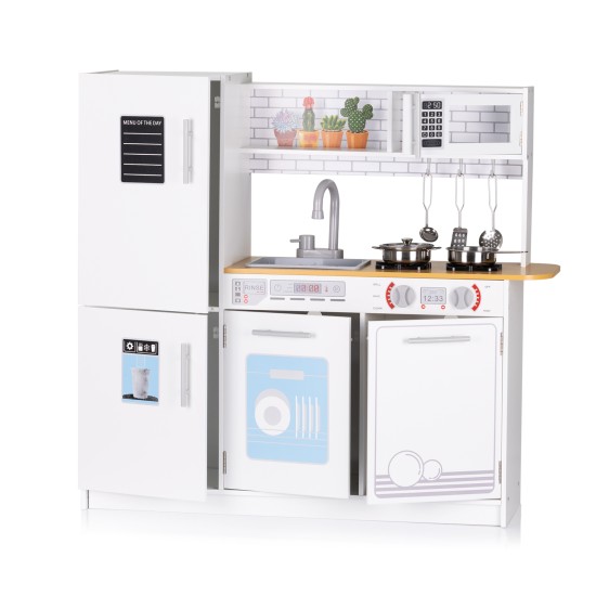 Play Kitchen With 5pcs Metal Cooking Set and 1PCS LED