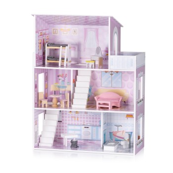 Κουκλόσπιτο Ξύλινο Siena με 13 Αξεσουάρ & Έπιπλα