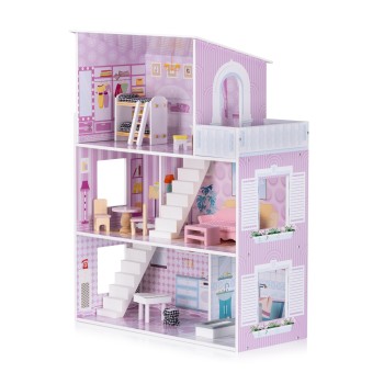 Κουκλόσπιτο Ξύλινο Siena με 13 Αξεσουάρ & Έπιπλα