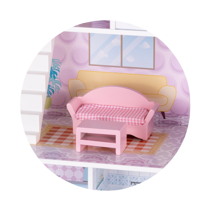 Κουκλόσπιτο Ξύλινο Siena με 13 Αξεσουάρ & Έπιπλα