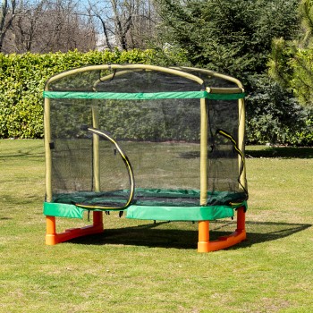 Large Trampoline Playground 200 cm with Slide and Ladder green