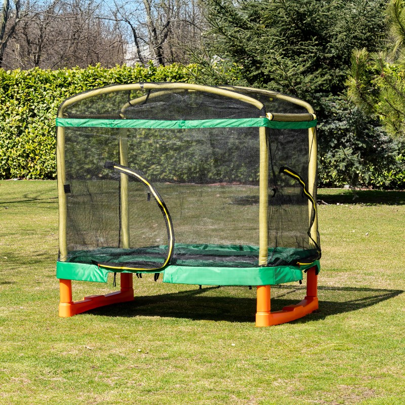Large Trampoline Playground 200 cm with Slide and Ladder green