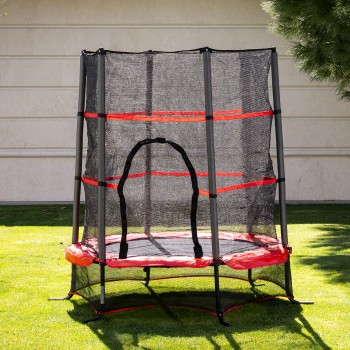 Children's Trampoline Up & Down 130 cm, red