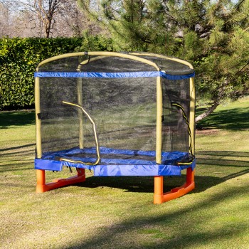 Large Trampoline Playground 200 cm with Slide and Ladder blue