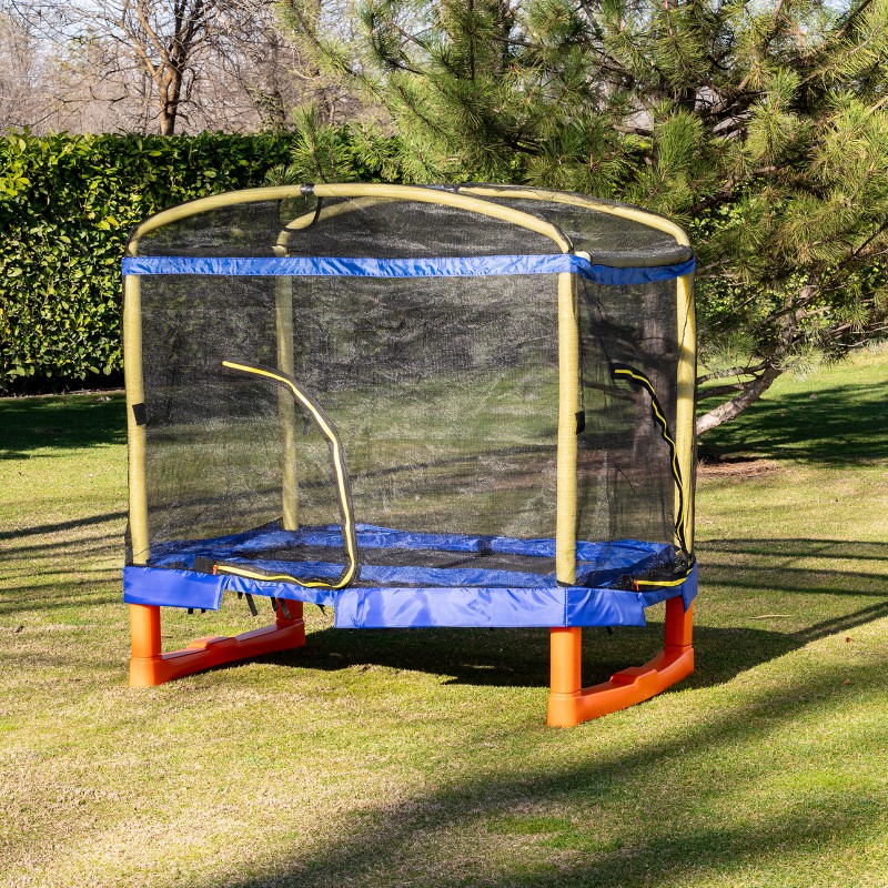 Large Trampoline Playground 200 cm with Slide and Ladder blue