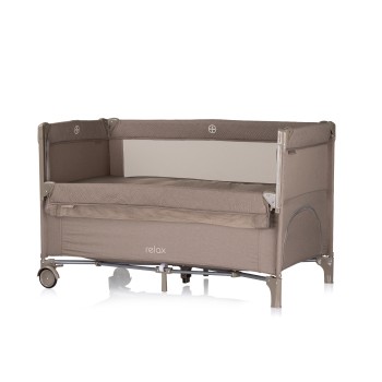 Foldable travel cot with drop side Relax tiramisu linen