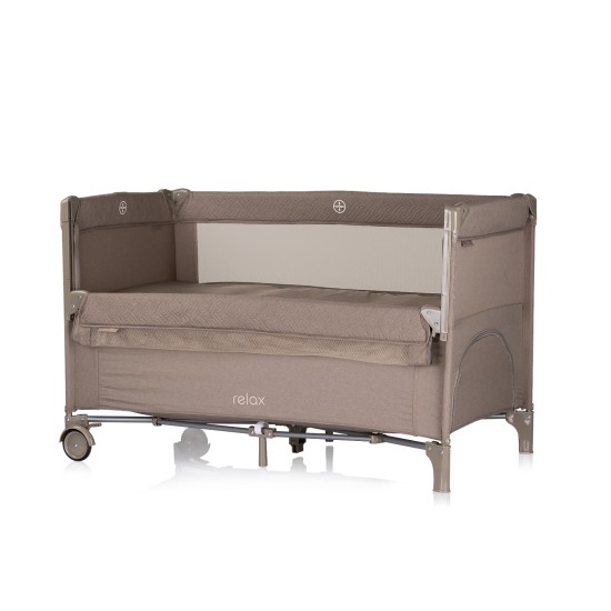 Foldable travel cot with drop side Relax tiramisu linen Foldable travel cot with drop side Relax tiramisu linen