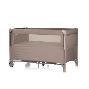 Foldable travel cot with drop side Relax tiramisu linen