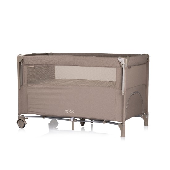Foldable travel cot with drop side Relax tiramisu linen Foldable travel cot with drop side Relax tiramisu linen