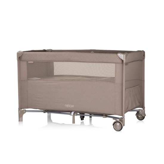 Foldable travel cot with drop side Relax tiramisu linen Foldable travel cot with drop side Relax tiramisu linen