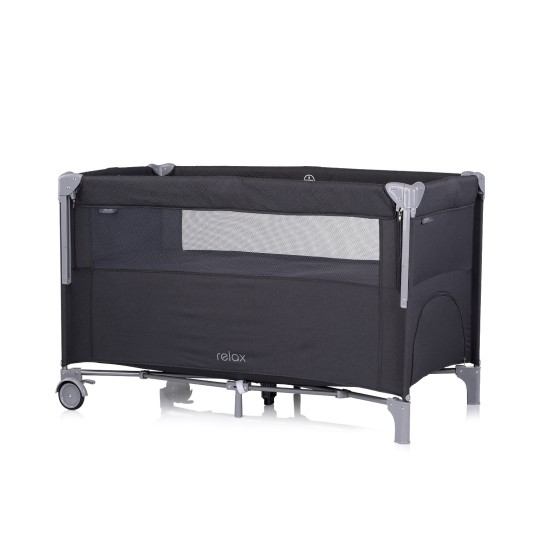 Foldable travel cot with drop side Relax anthracite linen Foldable travel cot with drop side Relax anthracite linen