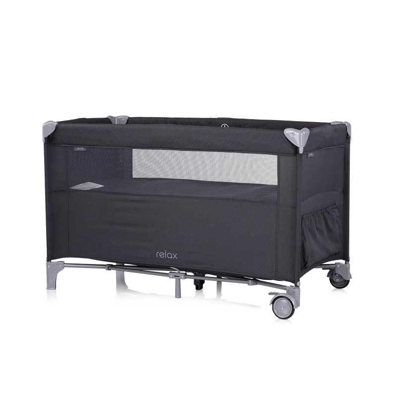 Foldable travel cot with drop side Relax anthracite linen