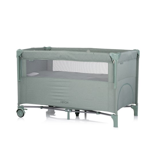 Foldable travel cot with drop side Relax basil linen
