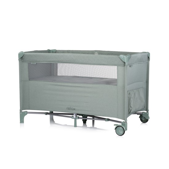 Foldable travel cot with drop side Relax basil linen