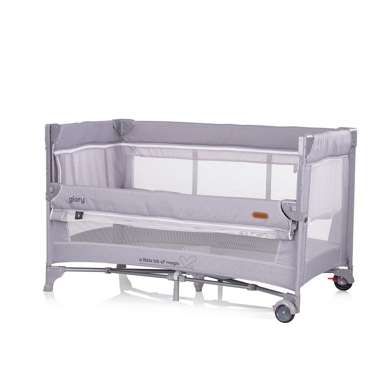 Foldable travel cot with drop side and one hand fold Glory cloud