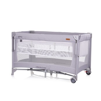 Foldable travel cot with drop side and one hand fold Glory cloud