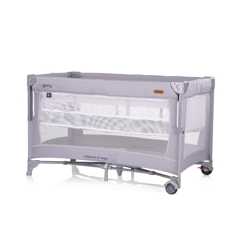 Foldable travel cot with drop side and one hand fold Glory cloud