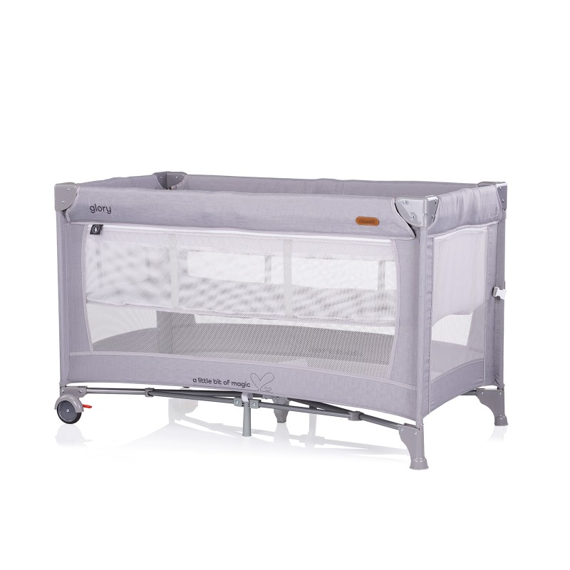 Foldable travel cot with drop side and one hand fold Glory cloud