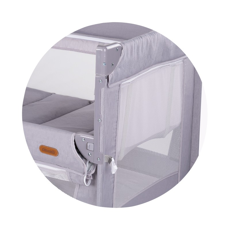 Foldable travel cot with drop side and one hand fold Glory cloud