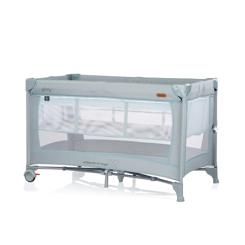 Foldable travel cot with drop side and one hand fold Glory basil