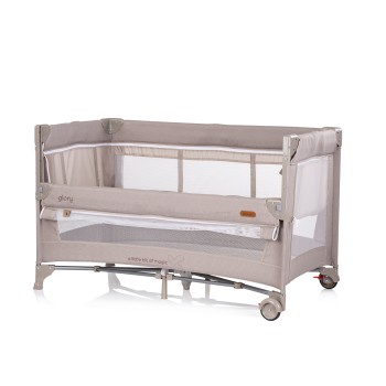 Foldable travel cot with drop side and one hand fold Glory tiramisu