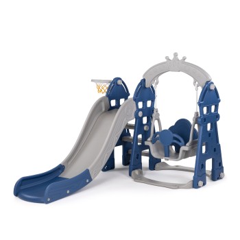 Kid's slide, swing and ball ring blue