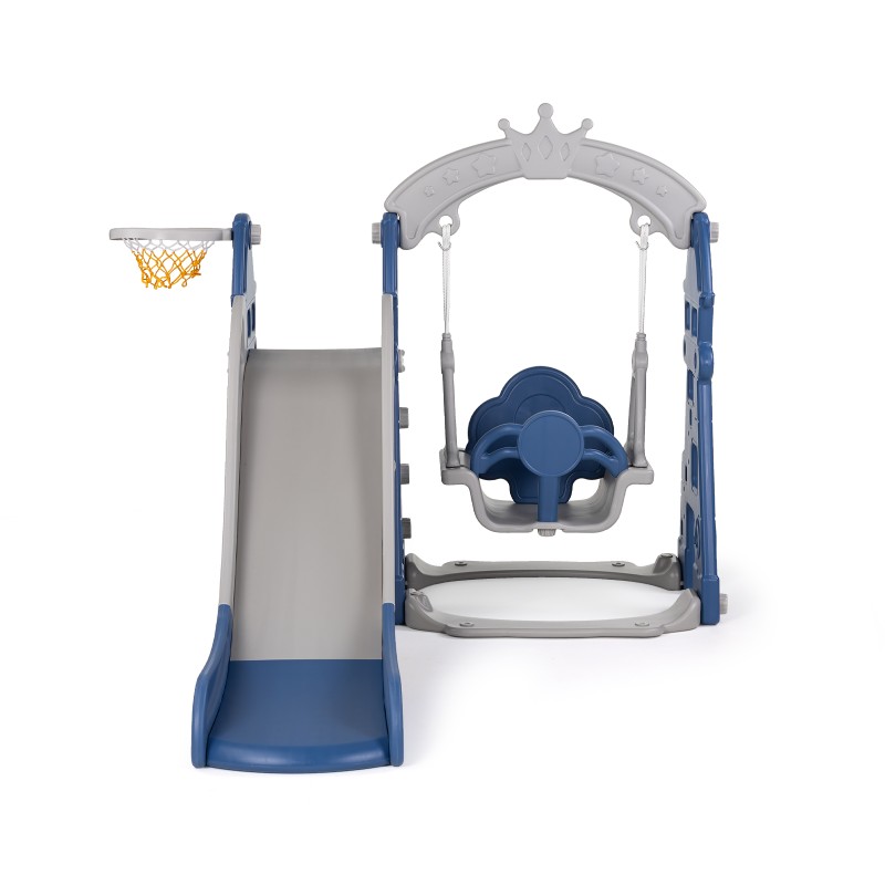 Kids slide, swing and ball ring blue