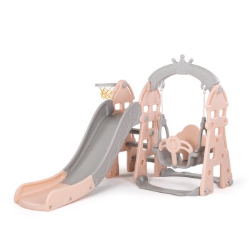 Kid's slide, swing and ball ring pink