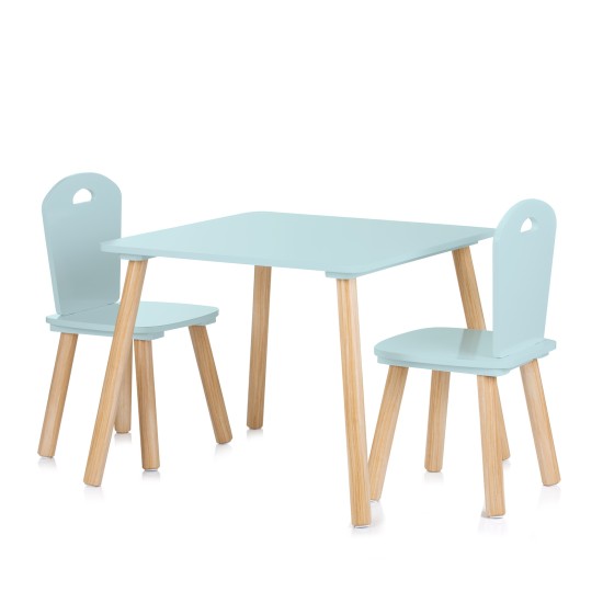Table Set With 2 Chairs MDF blue