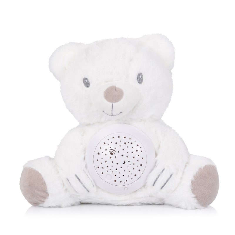 Plush toy with projector and music Bear white