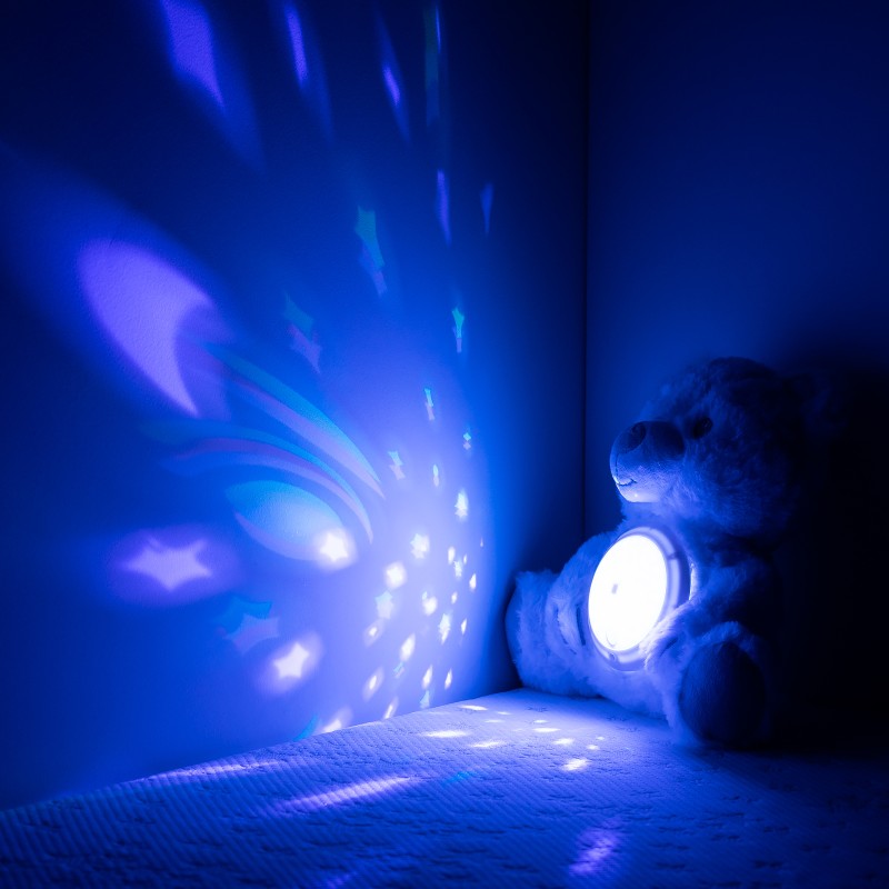Plush toy with projector and music Bear white