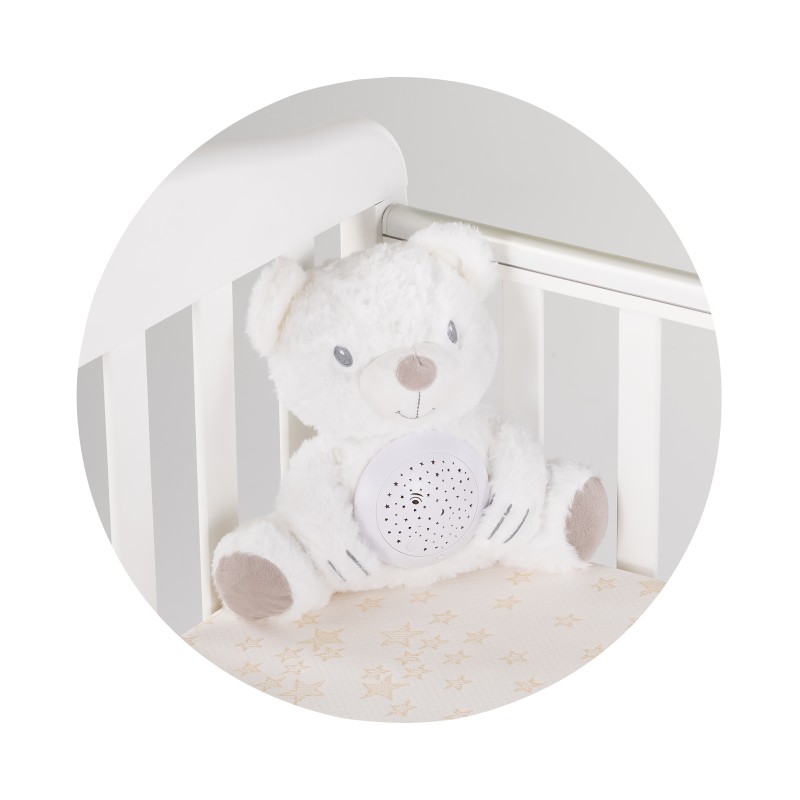 Plush toy with projector and music Bear white