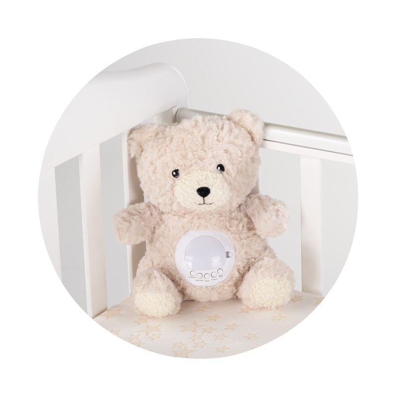 Plush toy with projector and music Bear beige