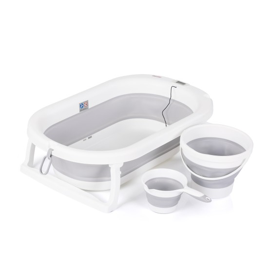 Folding bathtub Bubble Spa with thermometer,bucket and rinse cup - grey Folding bathtub Bubble Spa with thermometer,bucket and rinse cup - grey