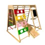 Children's climbing toy with swing and blackboard