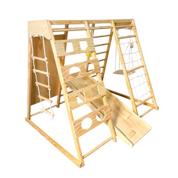 Children's climbing toy and swing, wooden