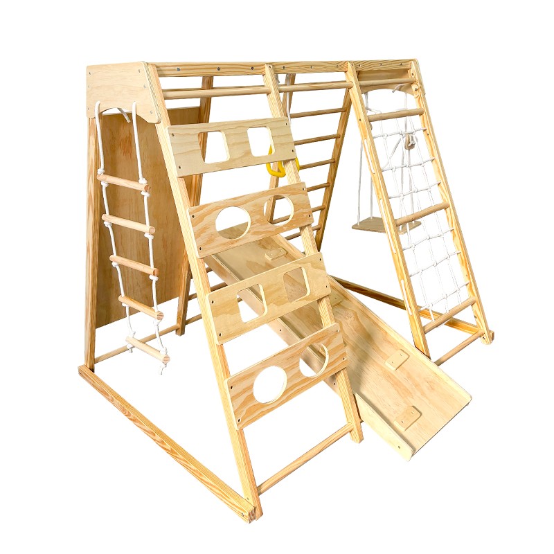 Childrens climbing toy and swing, wooden
