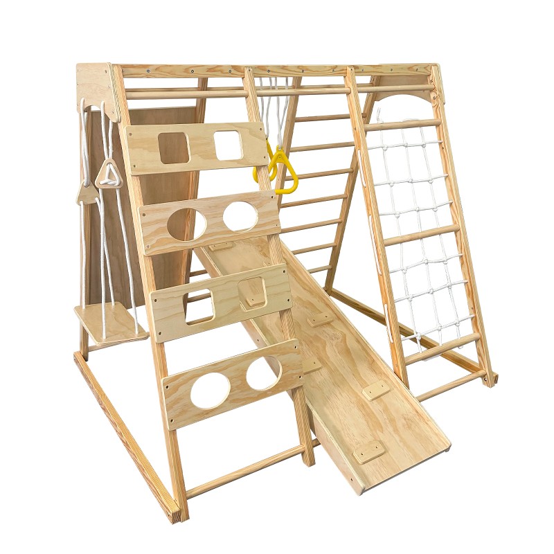 Childrens climbing toy and swing, wooden