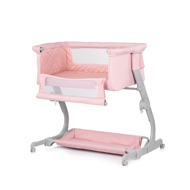 Co-sleeping crib with drop side “Eleganza" pink marshmallow
